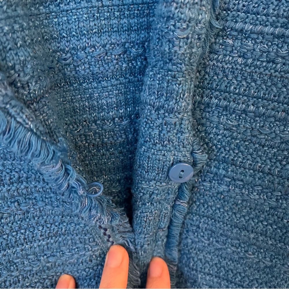 Chico’s Textured Jacket Cardigan Business Wear Simply Cyan 2 US Large - Picture 3 of 12